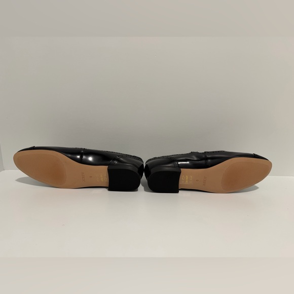 J. Crew Wing Tip Mary Jane Ballet Flats Black Spazzolato Leather size 9 CH271 - Picture 9 of 9